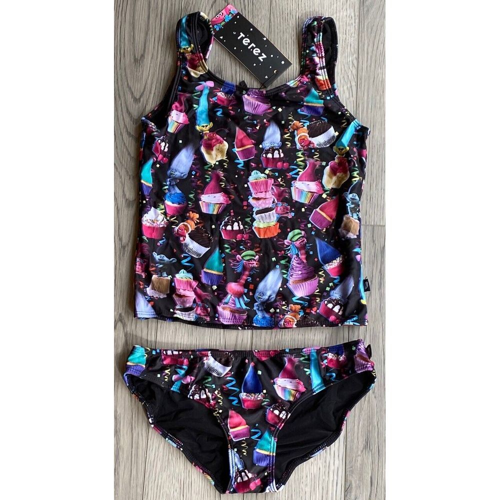 TEREZ Girls Trolls Tankini Size‎ 16 XL 2 Piece Bathing Suit Kids Swimsuit NEW